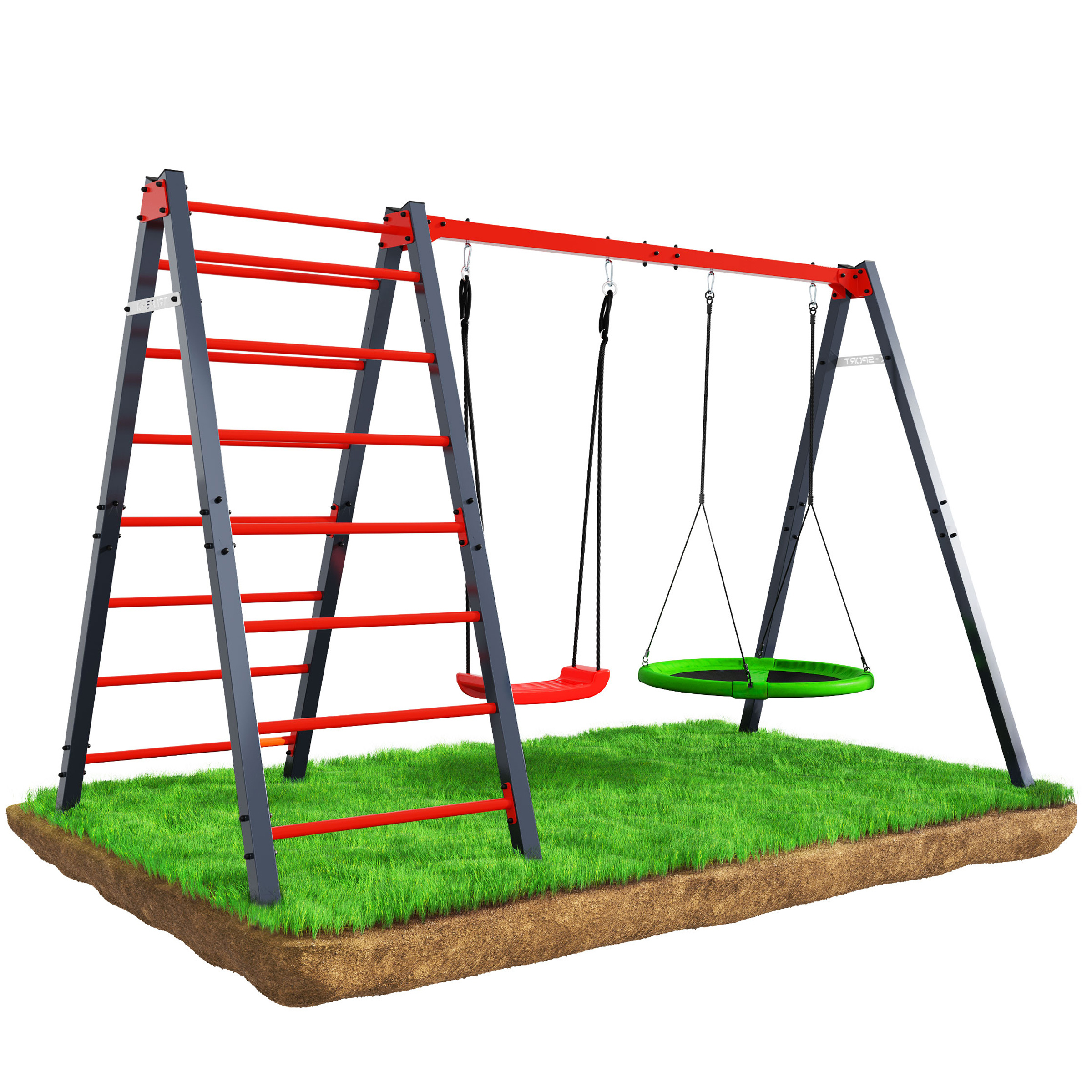 Huśtawka ogrodowa z drabinką podwójna mieszcząca bocianie gniazdo i huśtawkę KSOZ030 - obrazek 11