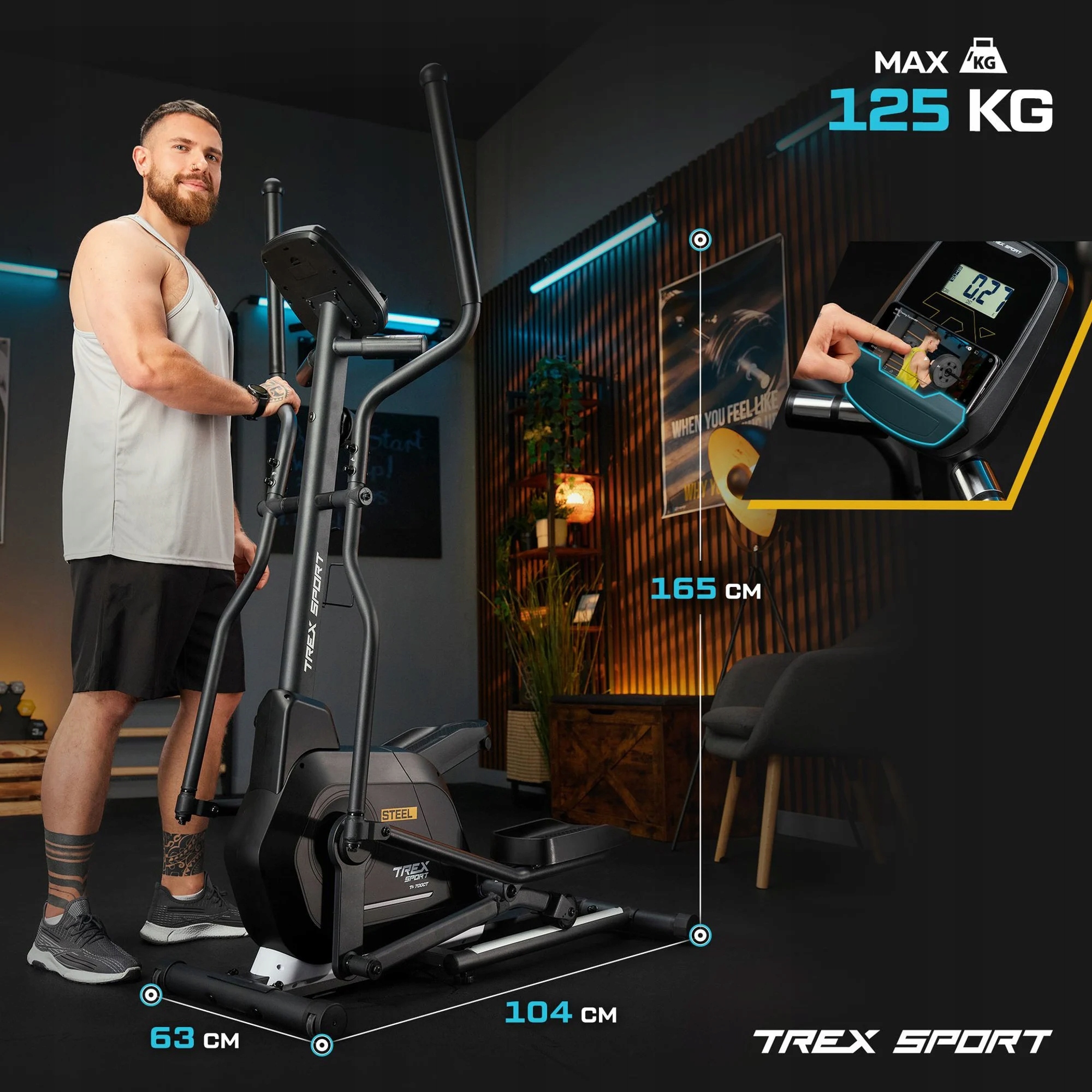 Orbitrek magnetyczny STEEL TX-700CT czarny - obrazek 7