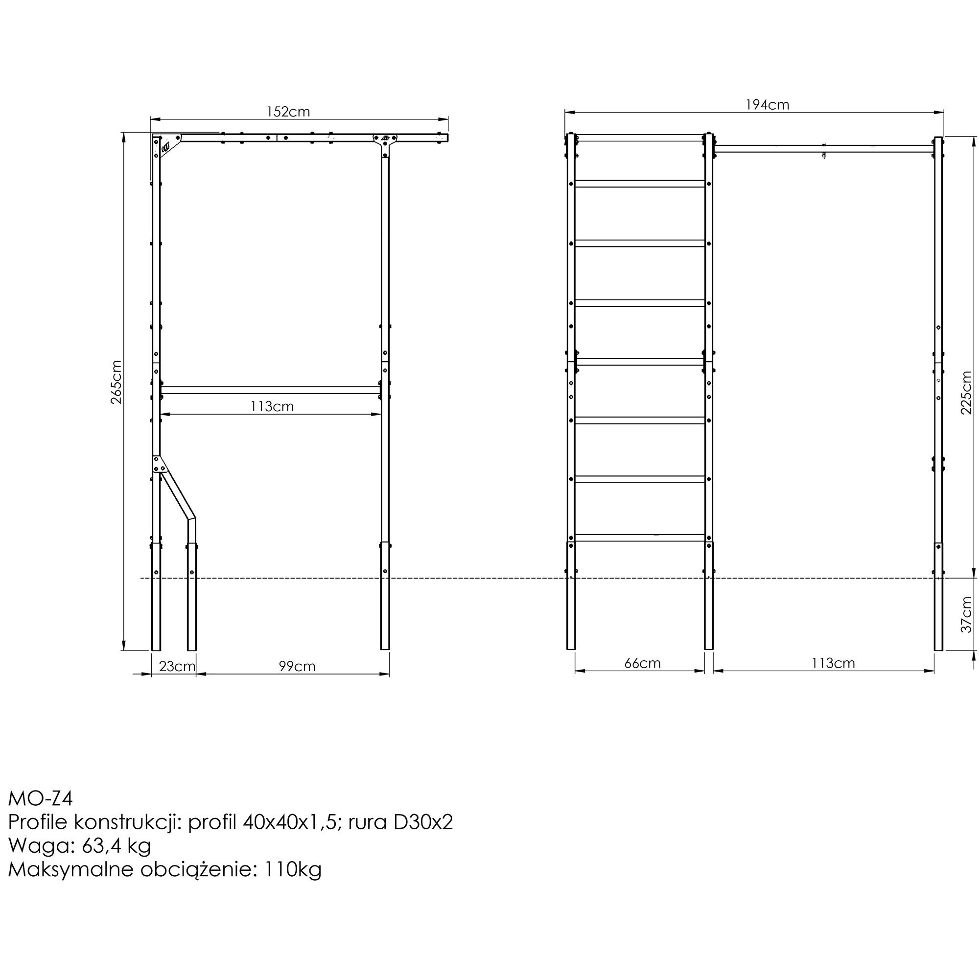 Drabinka zewnętrzna + drążek do podciągania z uchwytem na worek MO-Z4 - obrazek 7