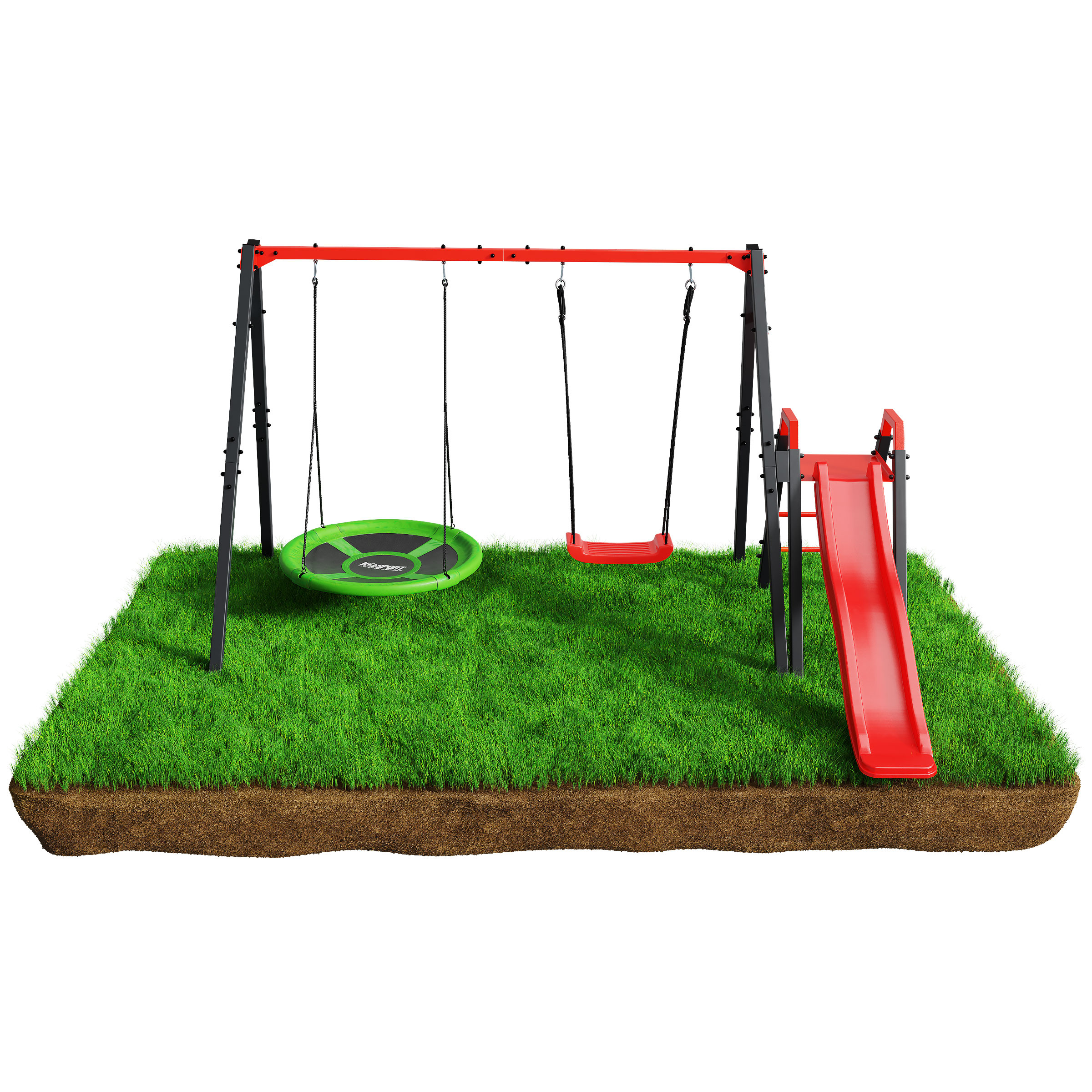 Modułowa huśtawka ogrodowa ze zjeżdżalnią bocianie gniazdo KSOZ021 - obrazek 2