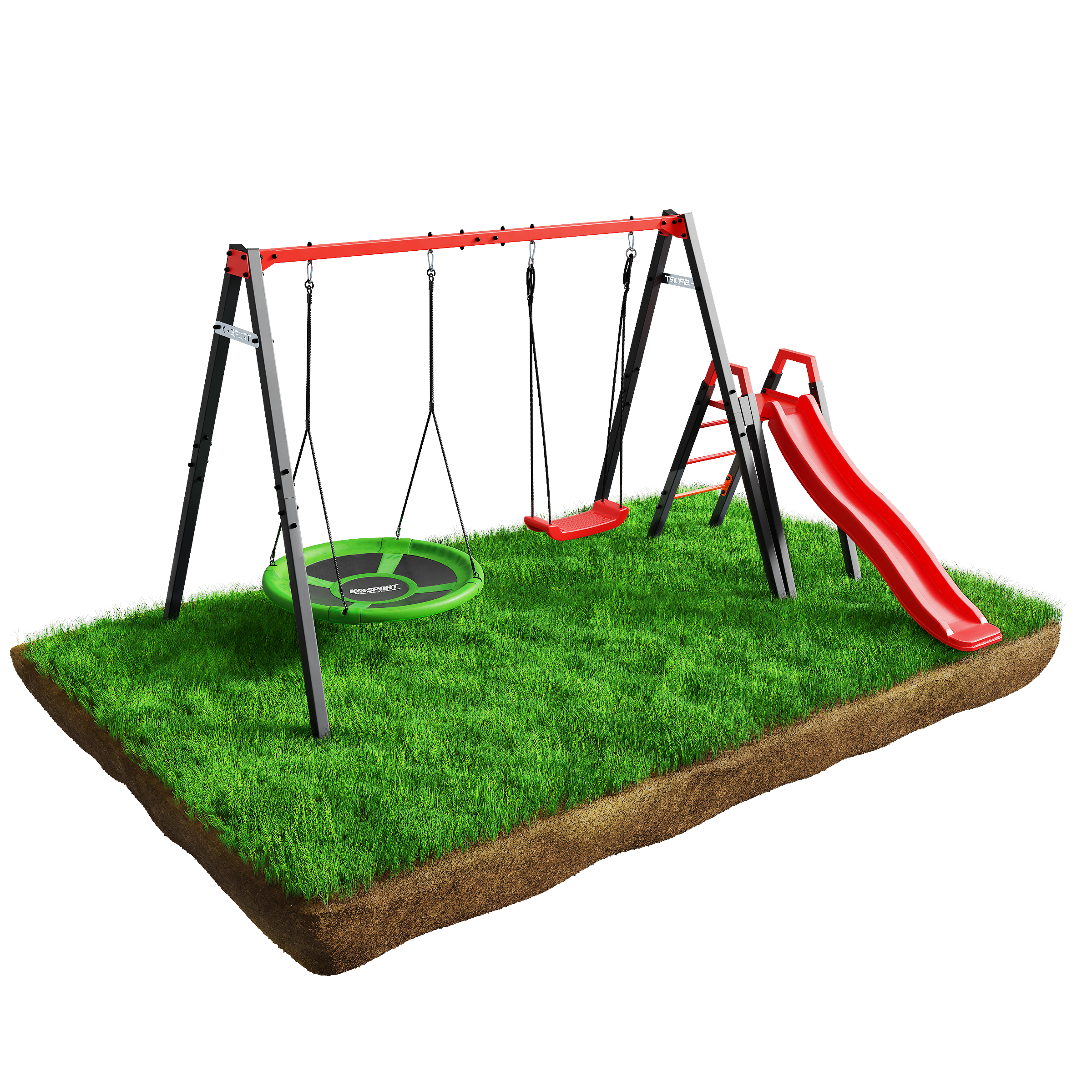 Modułowa huśtawka ogrodowa ze zjeżdżalnią bocianie gniazdo KSOZ021 - obrazek 3
