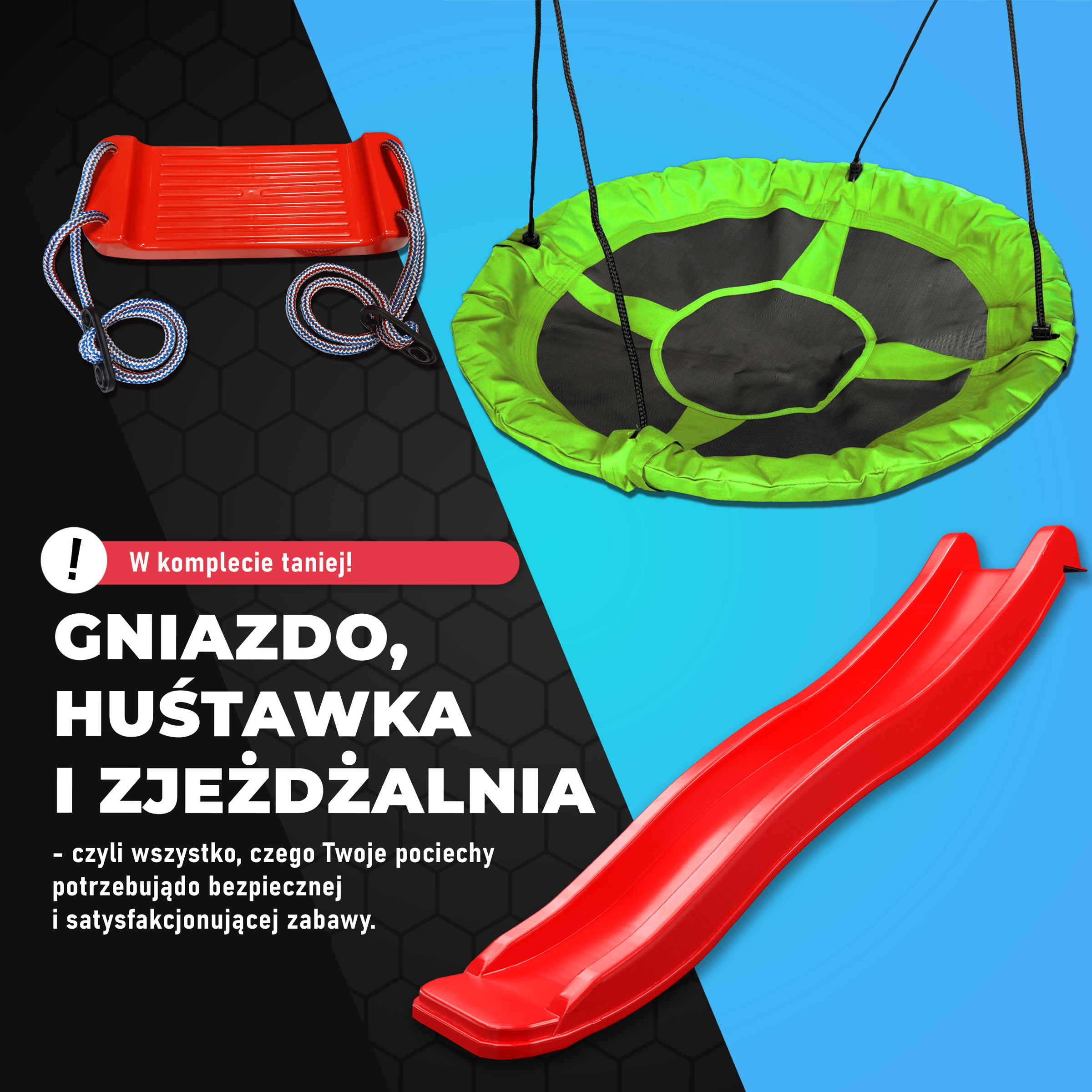 Modułowa huśtawka ogrodowa ze zjeżdżalnią bocianie gniazdo KSOZ021 - obrazek 4