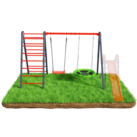 Huśtawka ogrodowa z drabinką podwójna mieszcząca bocianie gniazdo i huśtawkę KSOZ030 - obrazek 4