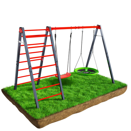 Huśtawka ogrodowa z drabinką podwójna mieszcząca bocianie gniazdo i huśtawkę KSOZ030 - obrazek 2