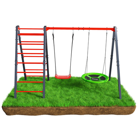 Huśtawka ogrodowa z drabinką podwójna mieszcząca bocianie gniazdo i huśtawkę KSOZ030 - obrazek 9