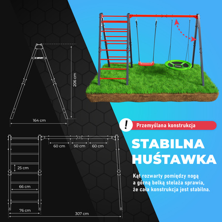 Huśtawka ogrodowa z drabinką podwójna mieszcząca bocianie gniazdo i huśtawkę KSOZ030 - obrazek 6