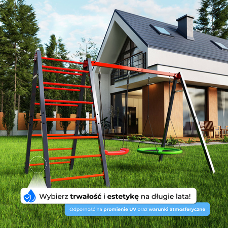 Huśtawka ogrodowa z drabinką podwójna mieszcząca bocianie gniazdo i huśtawkę KSOZ030 - obrazek 5